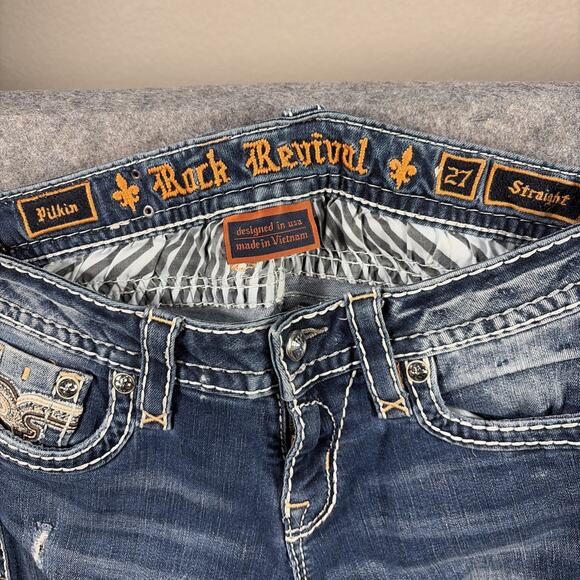 Rock Revival Distressed Women’s Sundee Mid-rise Ankle Skinny Jeans Size 27 - Picture 3 of 11